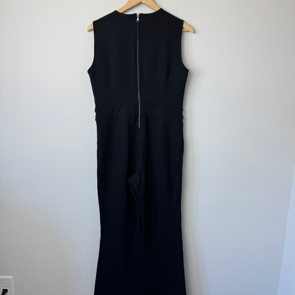Spanx Perfect Sleeveless Jumpsuit Black Large Ponte Flare Leg Core Shaping - Picture 2 of 11